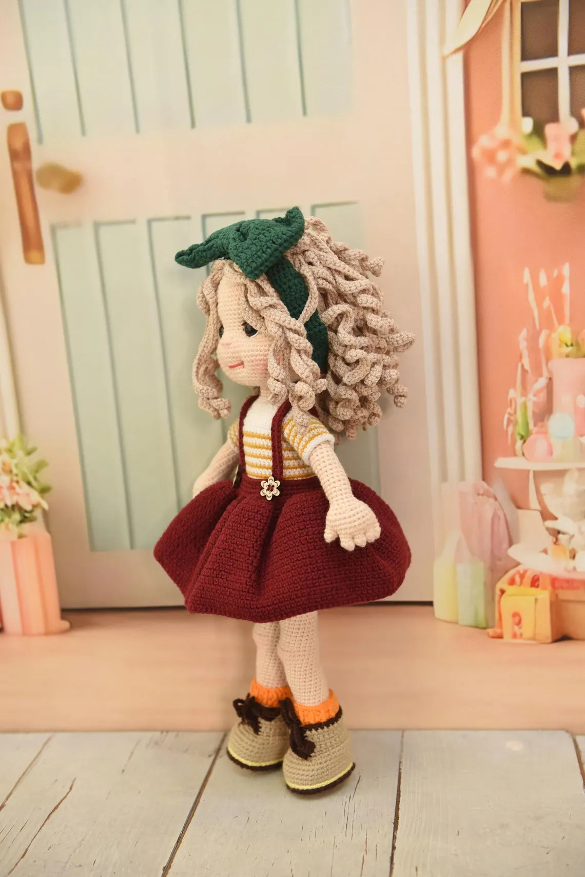 Handmade Crochet Amigurumi Princess Doll in Green Dress