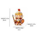 Clay Roman Soldier Chibi Figurine with Spear and Shield