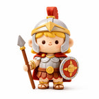 Clay Roman Soldier Chibi Figurine with Spear and Shield