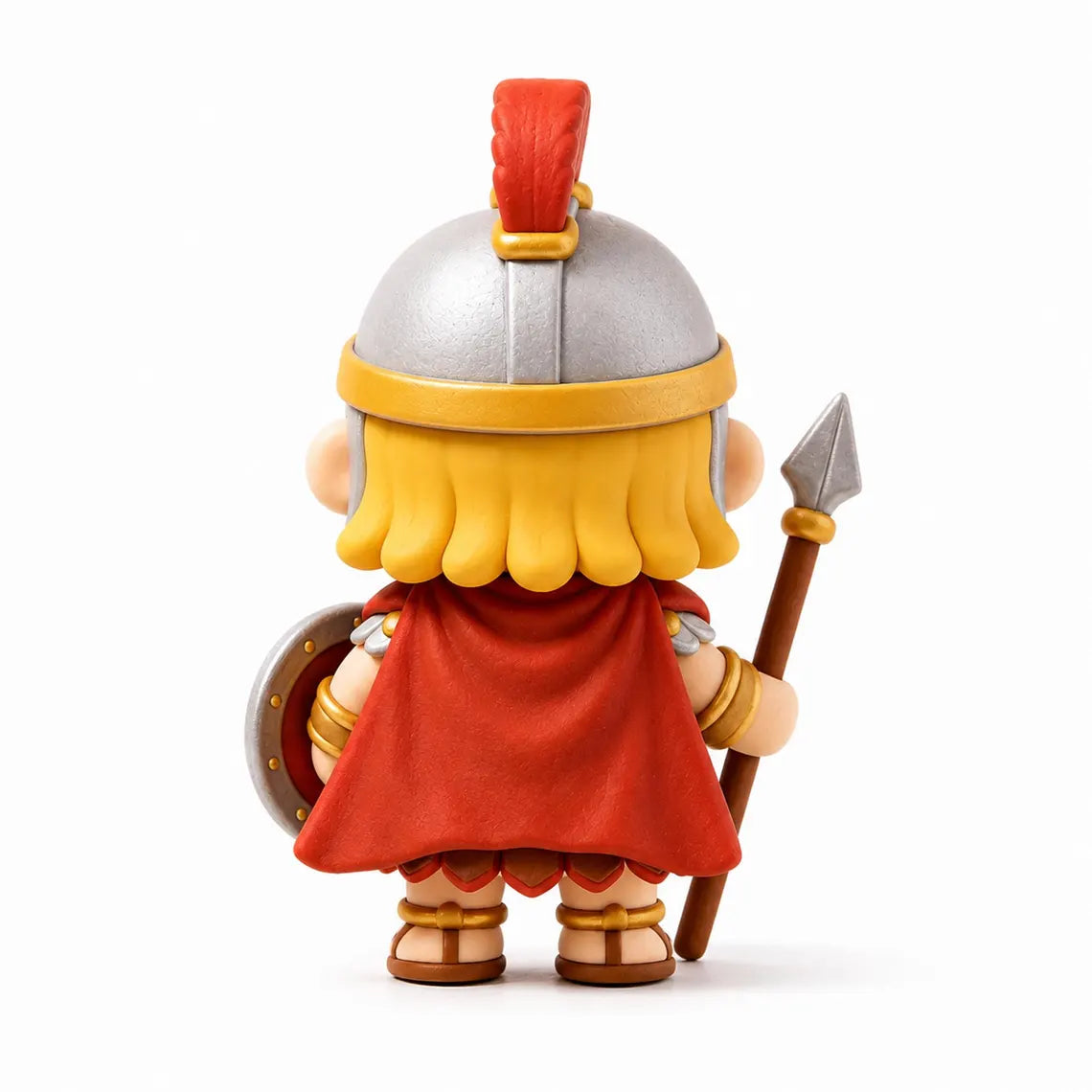 Clay Roman Soldier Chibi Figurine with Spear and Shield