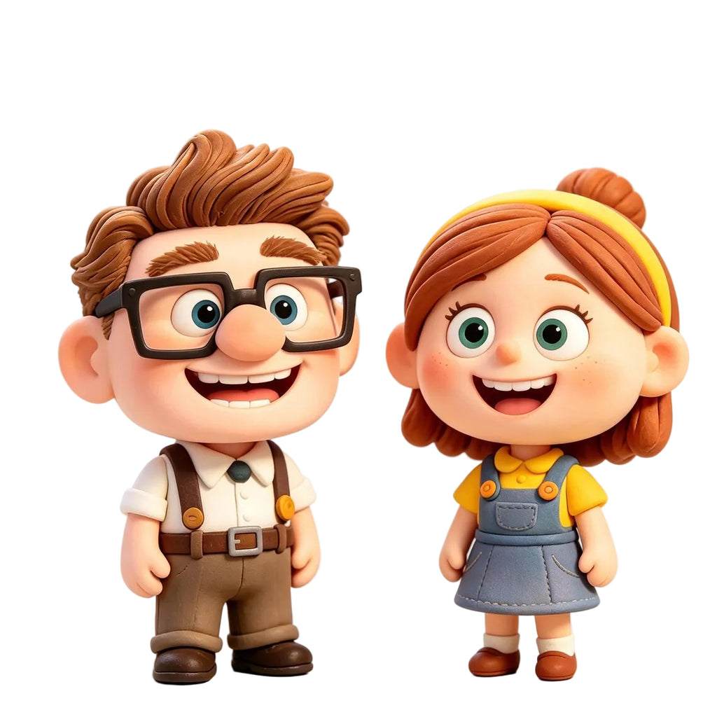 Clay Style Cartoon Couple Miniature Figurine Anniversary Statue