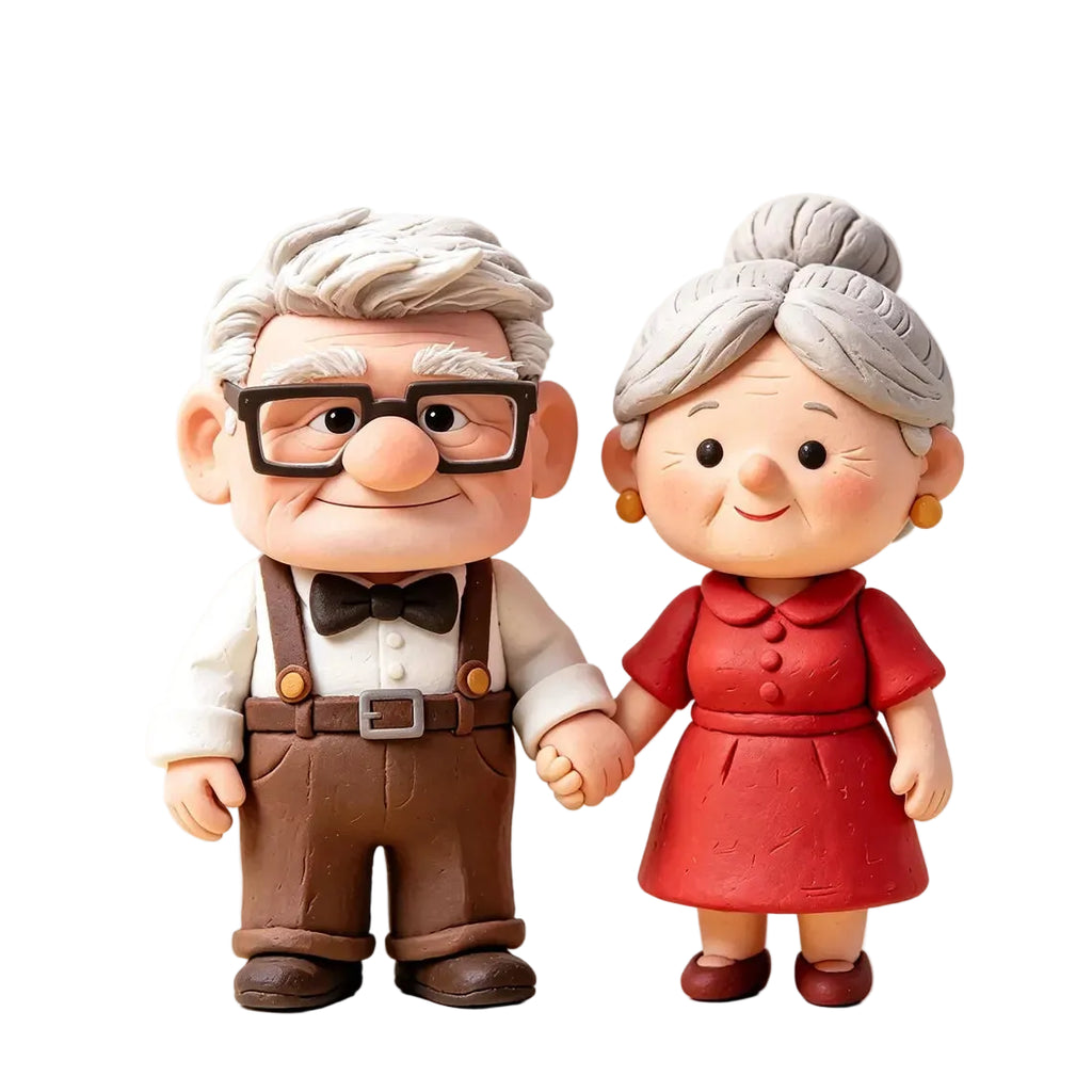 Clay Style Elderly Couple Holding Hands Figurine Keepsake