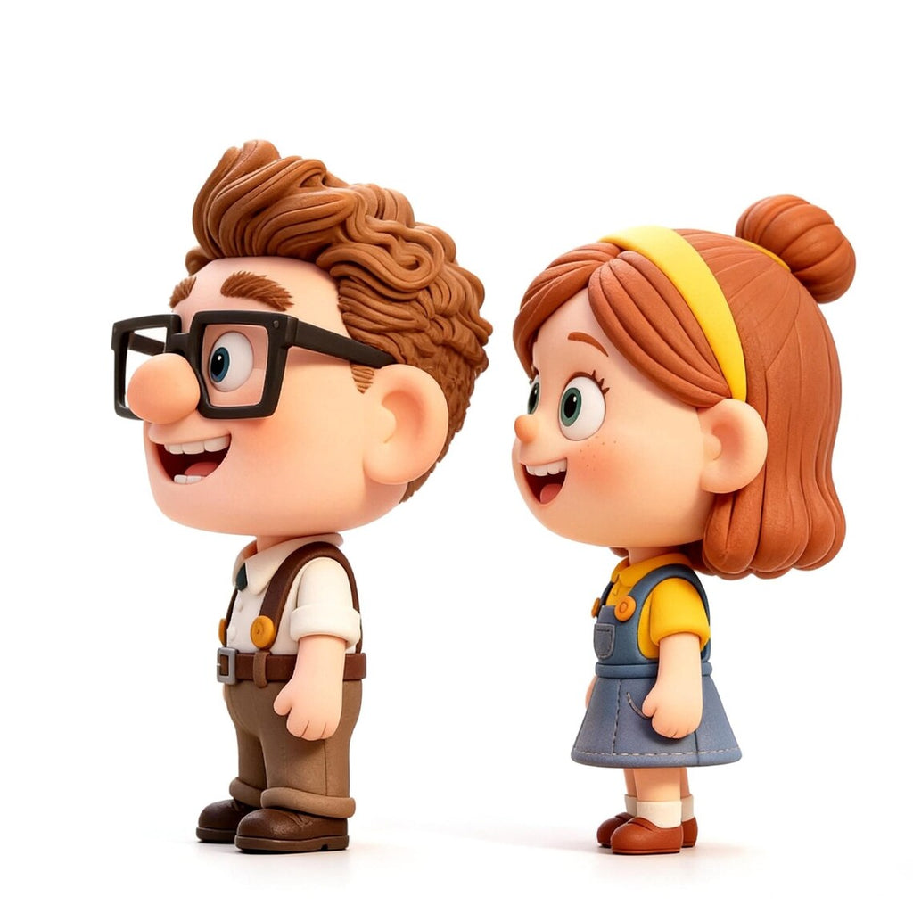Clay Style Cartoon Couple Miniature Figurine Anniversary Statue