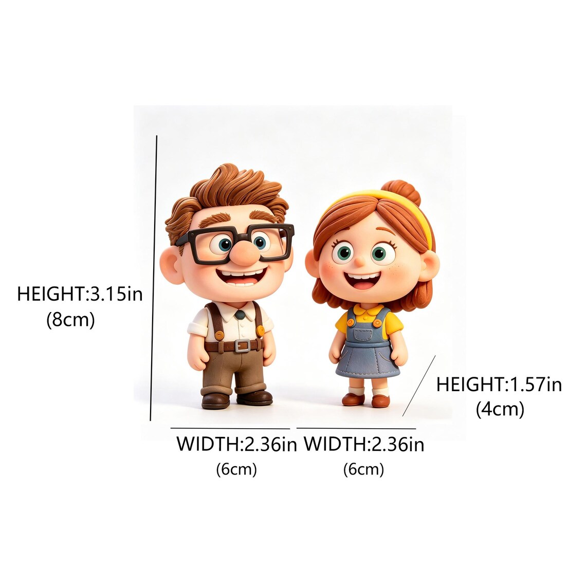 Clay Style Cartoon Couple Miniature Figurine Anniversary Statue