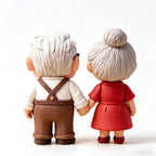 Clay Style Elderly Couple Holding Hands Figurine Keepsake