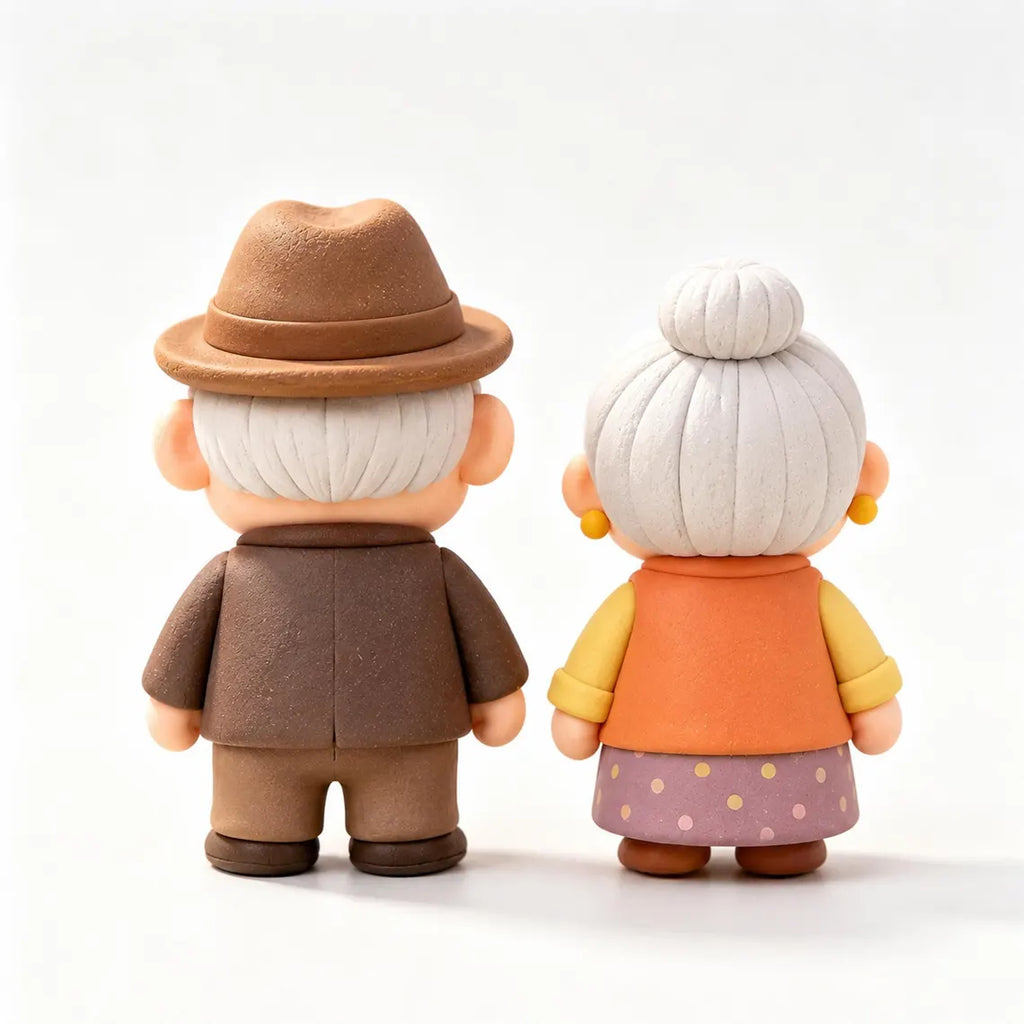 Grandma and Grandpa Elderly Couple Miniature Figurine