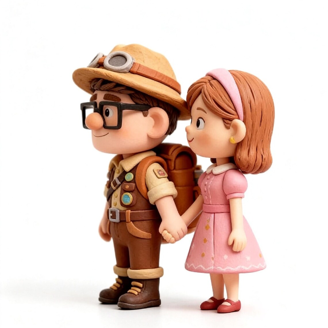 Cute Explorer Couple Miniature Figurines Desk Decor Set