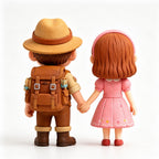 Cute Explorer Couple Miniature Figurines Desk Decor Set