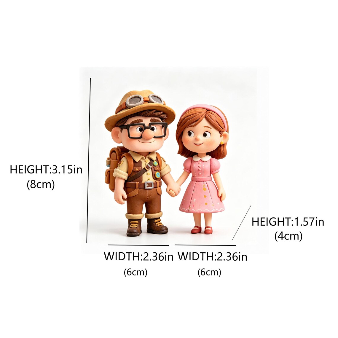 Cute Explorer Couple Miniature Figurines Desk Decor Set